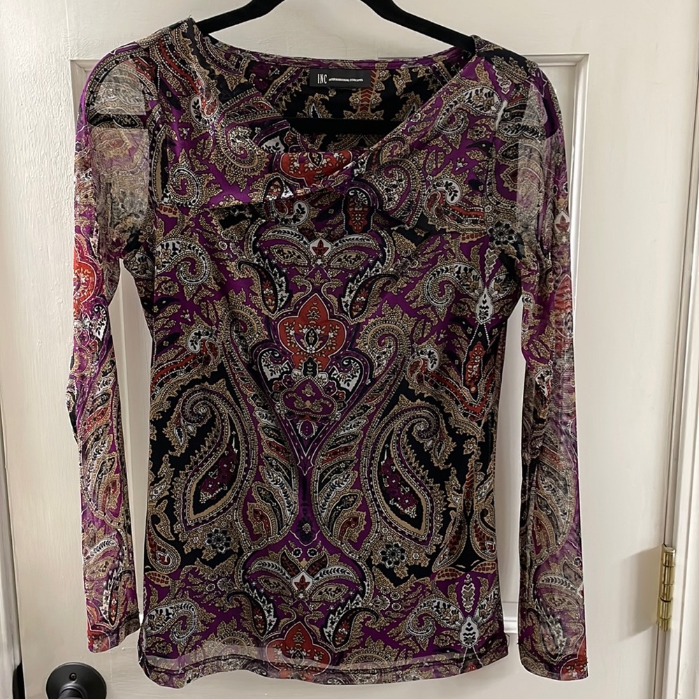 INC International Paisley Cutout Top